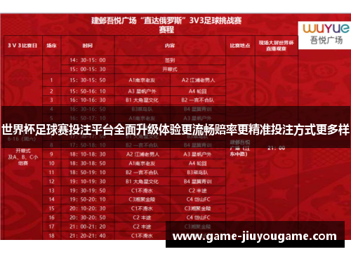 世界杯足球赛投注平台全面升级体验更流畅赔率更精准投注方式更多样